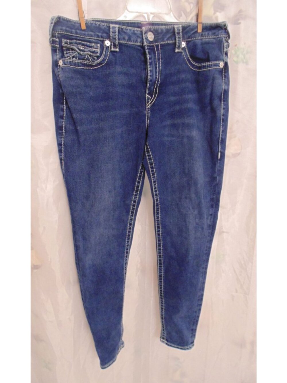 Ladies True Religion Jennie Curvy Mid Rise Skinny Jeans Size 33